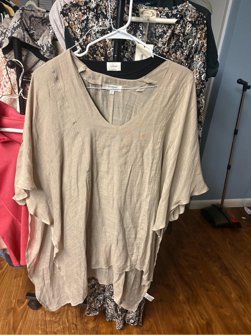 Umgee Neutral Taupe Layered V-Neck Tunic